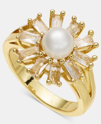 Charter Club - Cubic Zirconia & Imitation Pearl Statement Ring