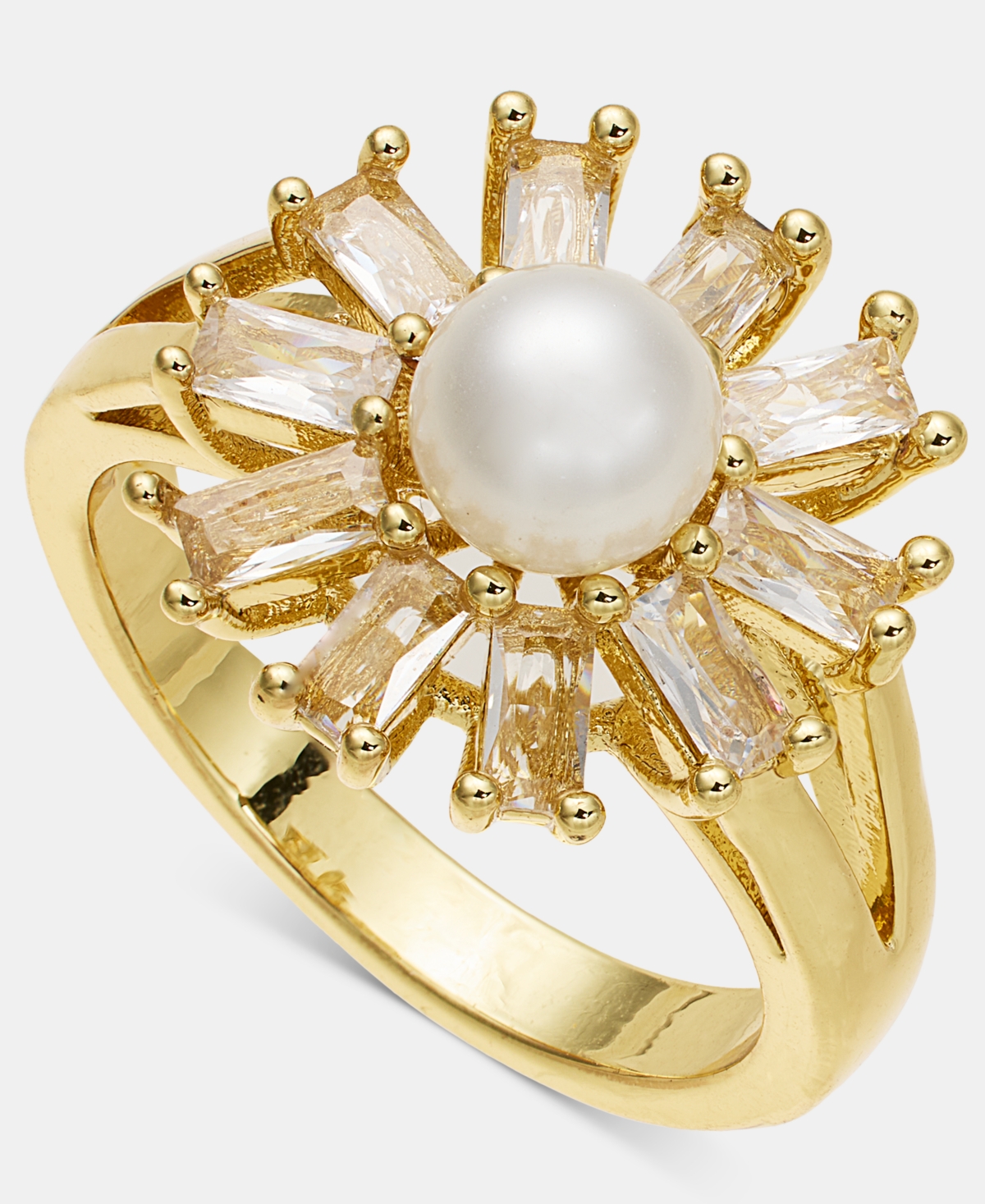 Charter Club Cubic Zirconia & Imitation Pearl Statement Ring, Macy's Exclusive In Gold