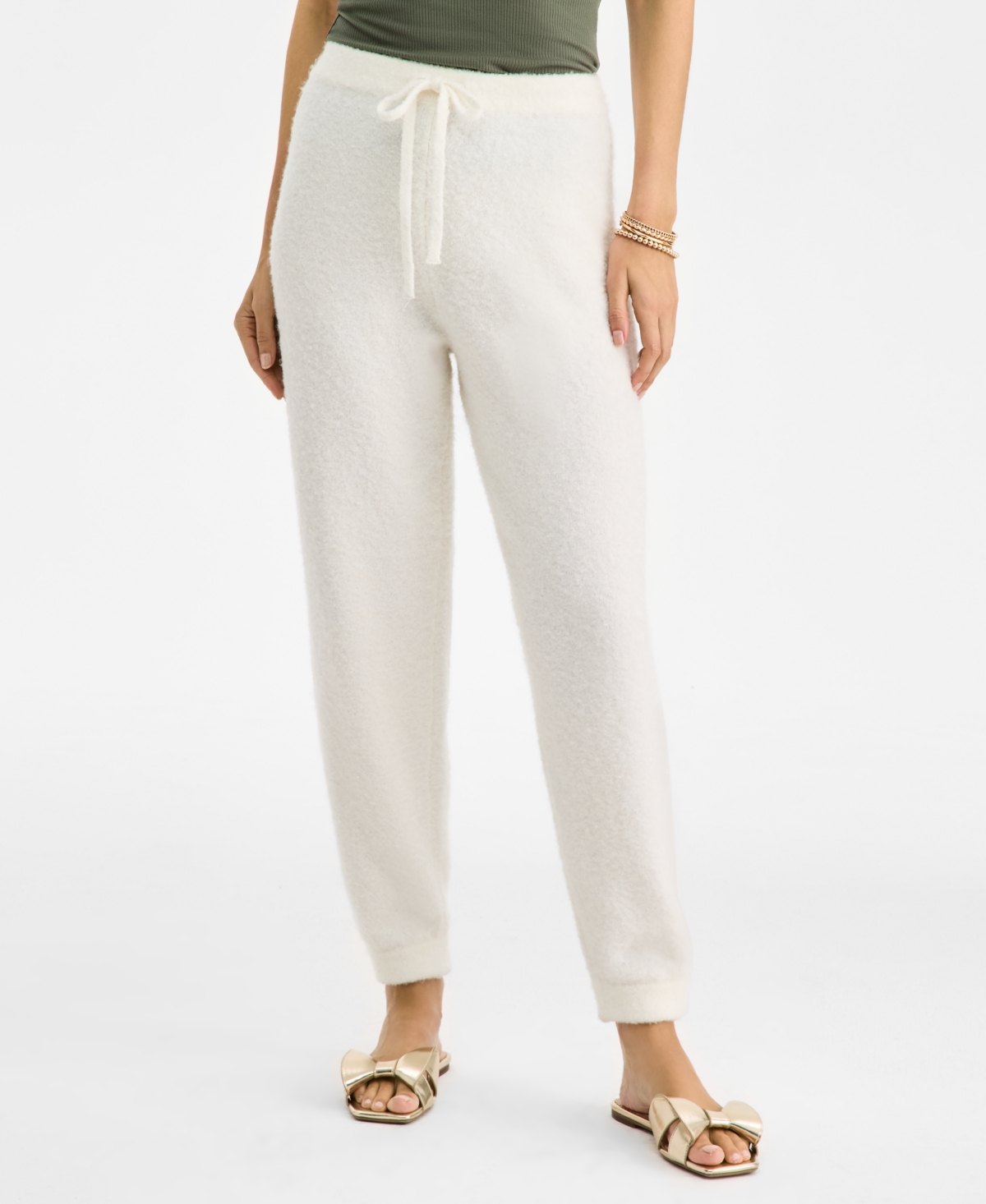 On 34th Women's Sweater Cozy Joggers, Macy's Exclusive In White