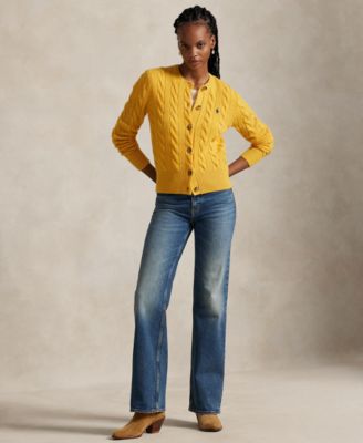 Women's Cable-Knit Wool-Cashmere Cardigan Sweater