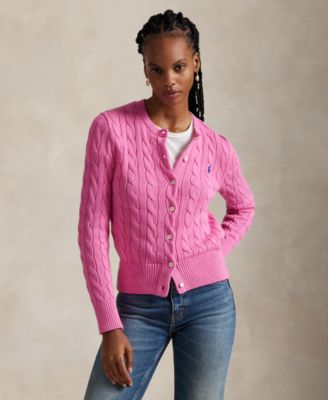 Polo Ralph Lauren - Women's Cable-Knit Cotton Crewneck Cardigan Sweater