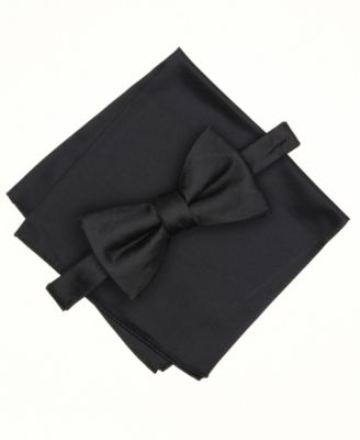 Men's Mini-Pattern Bow Tie & Solid Pocket Square Set