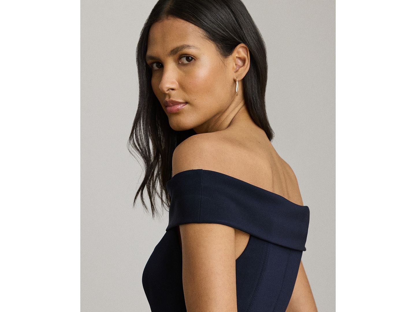 Женские платья Lauren Ralph Lauren Off-the-Shoulder Gown, цвет: Тёмно-синий — фото 3