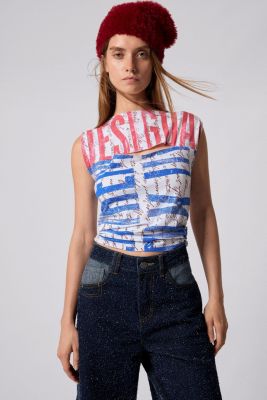 Women's Two-tone denim trousers