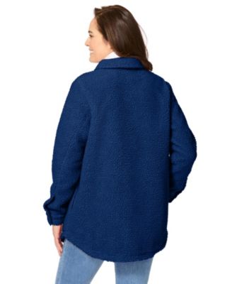 Plus Size Berber Button-Front Jacket