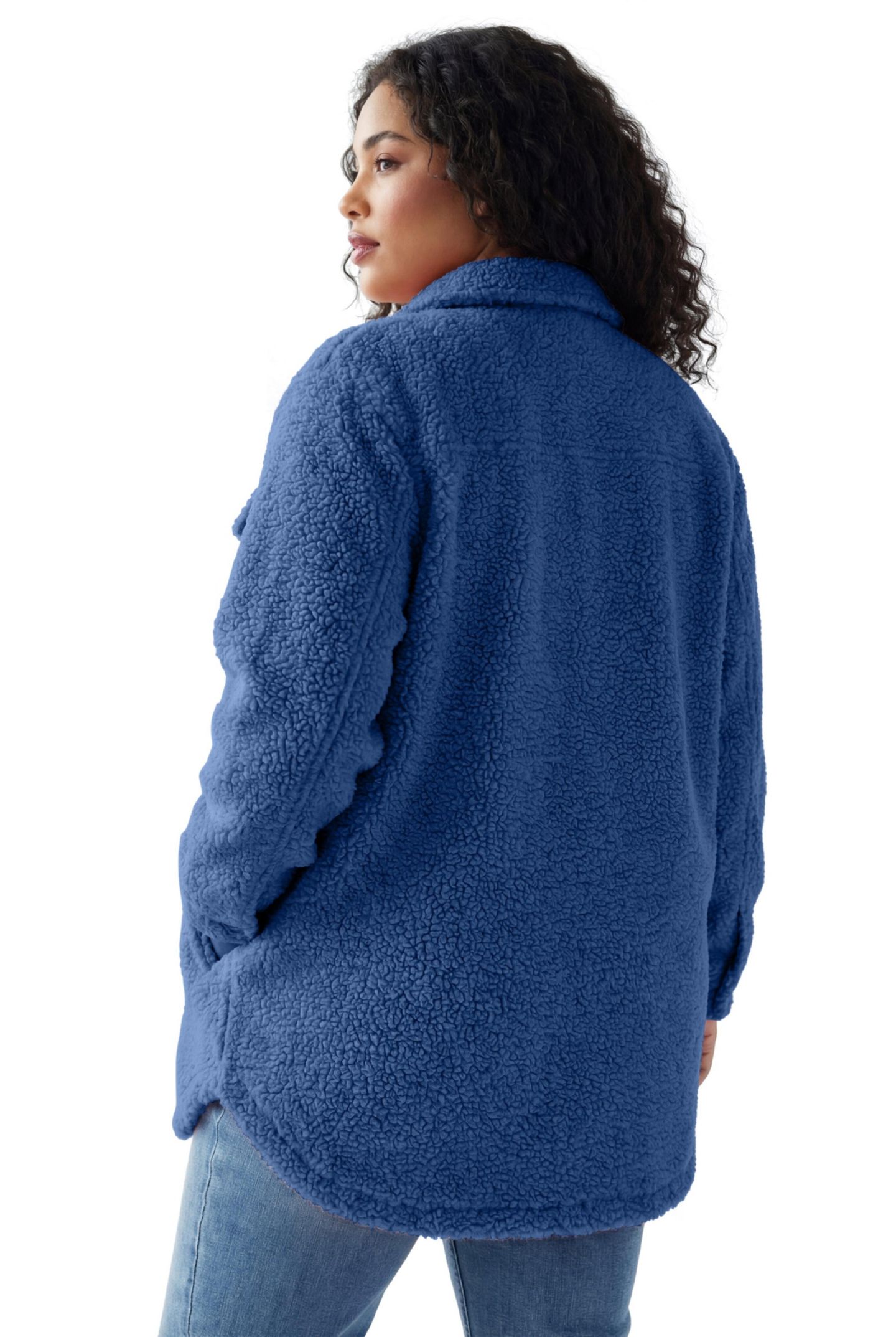 Женская куртка Woman Within Within Berber Button-Front, цвет: Синий — фото 2