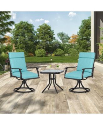 Outdoor High-Back Dining Chair Cushion Set with Ties and Zipper, Set of 2, 37"x20"x2.8".