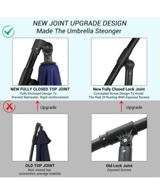 10ft Patio Umbrella, Outdoor Offset Cantilever Umbrella, Infinite Tilt, Crank and Cross Base, Navy