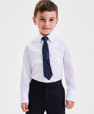 Boys 4T-7 White Shirt, Blue Pant and Tie 3-Piece Set