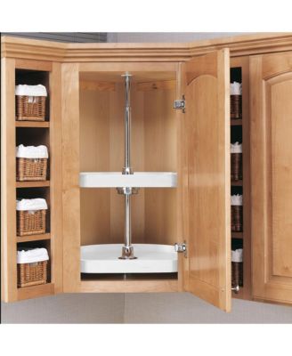 20" Lazy Susan D-Shaped Cabinet Polymer Two-Tier, White, 7012-20-11-52
