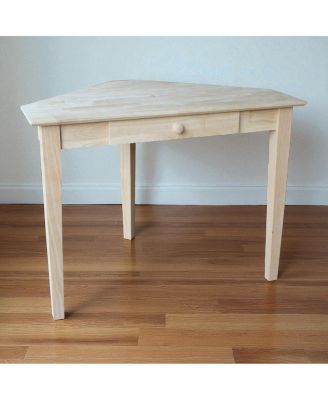 Unfinished Wood Corner Desk with Drawer for Laptop and Writing Storage