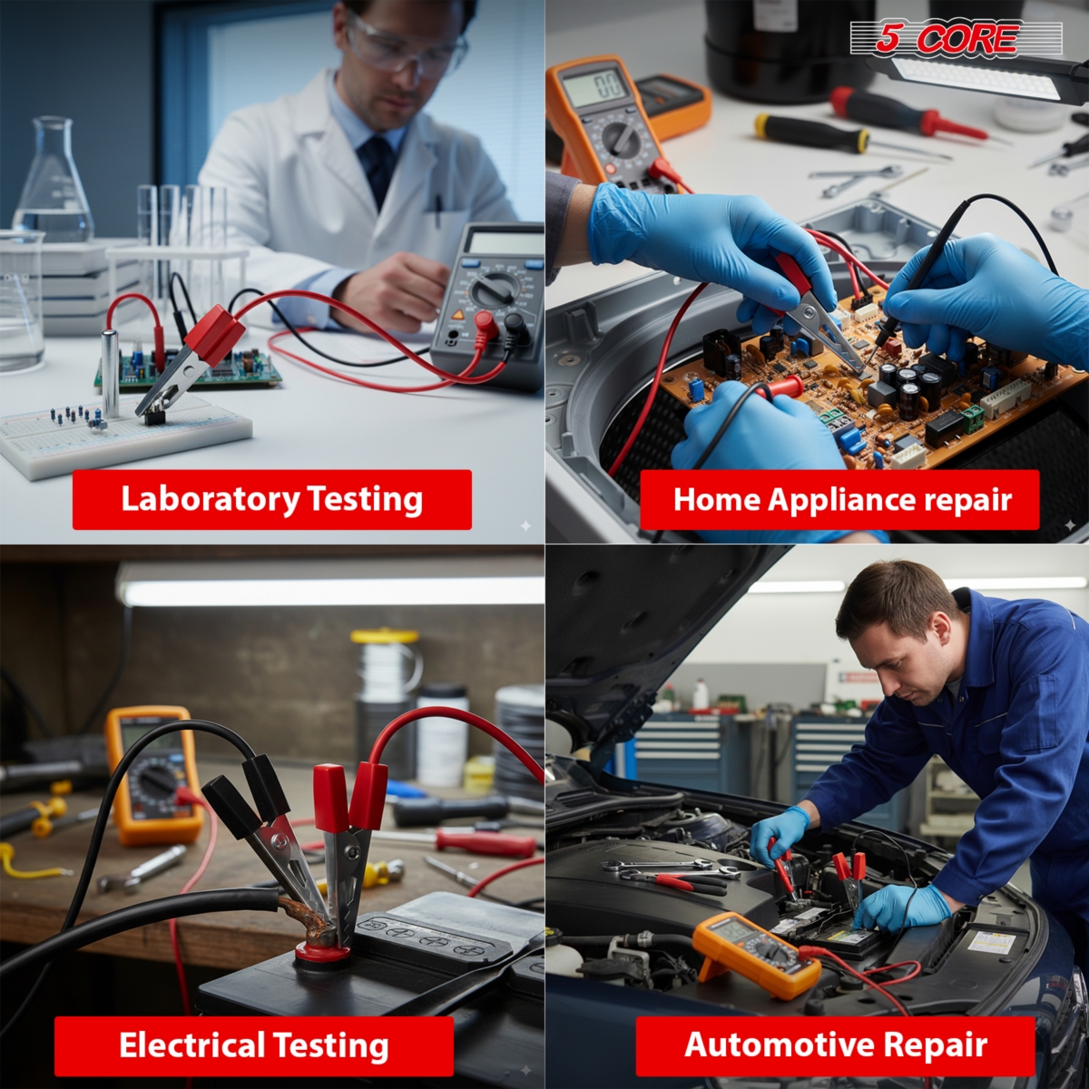 5 Core Alligator Clips Electrical Metal Battery Jumper Clamps Insulated Gator Clip - alligator 25 pcs