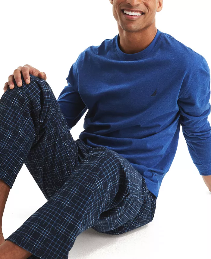 Men's Fleece Patchwork Plaid Pajama Pants - thumbnail 2