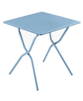Balcony II Colorblock Steel Square Folding Outdoor Patio Table, Sky Blue