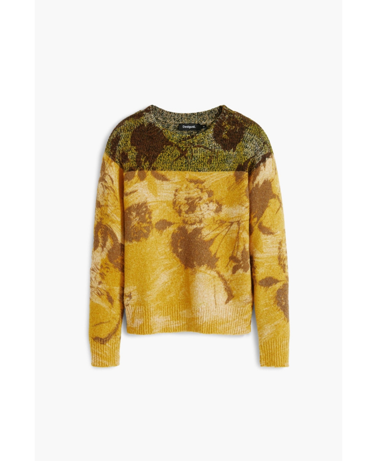 Desigual Abstract Floral Sweater In Yellow