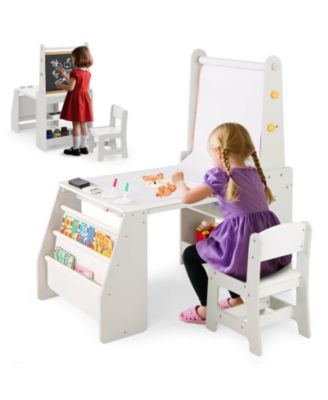 Boys Art Table and Chair Set with Easel & Chair Whiteboard & Chalkboard Paper Roll