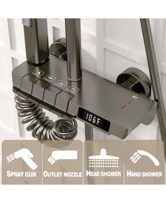 Smart Shower Faucet Set with Digital Display ,Thermostatic Piano Key Shower Combo Set