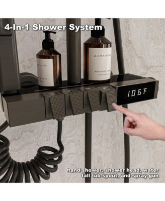 Tub Spout, Hand Shower, Bidet Sprayer Smart Temperature Display Thermostatic Shower System Shower Combo Set