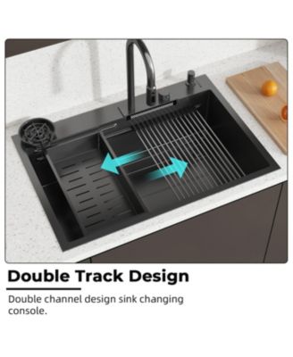 33.2-Inch Drop-in Single Bowl 304 Stainless Steel Kitchen Sink Set