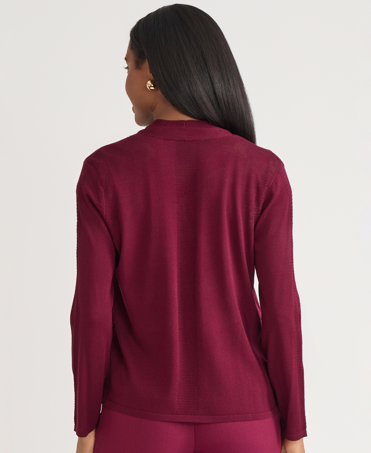 Kasper Women's Stitch-trim A-line Open-front Jacket In Burgundy