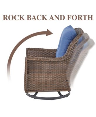 ChrysArm Wicker Patio 2-Piece Swivel Chairs Outdoor Rocking Chair with Thick Deep CushionGuard Olefin Cushion
