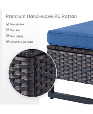 U-Frame PE Wicker Outdoor Ottoman with Olefin Cushions (Set Of 2)