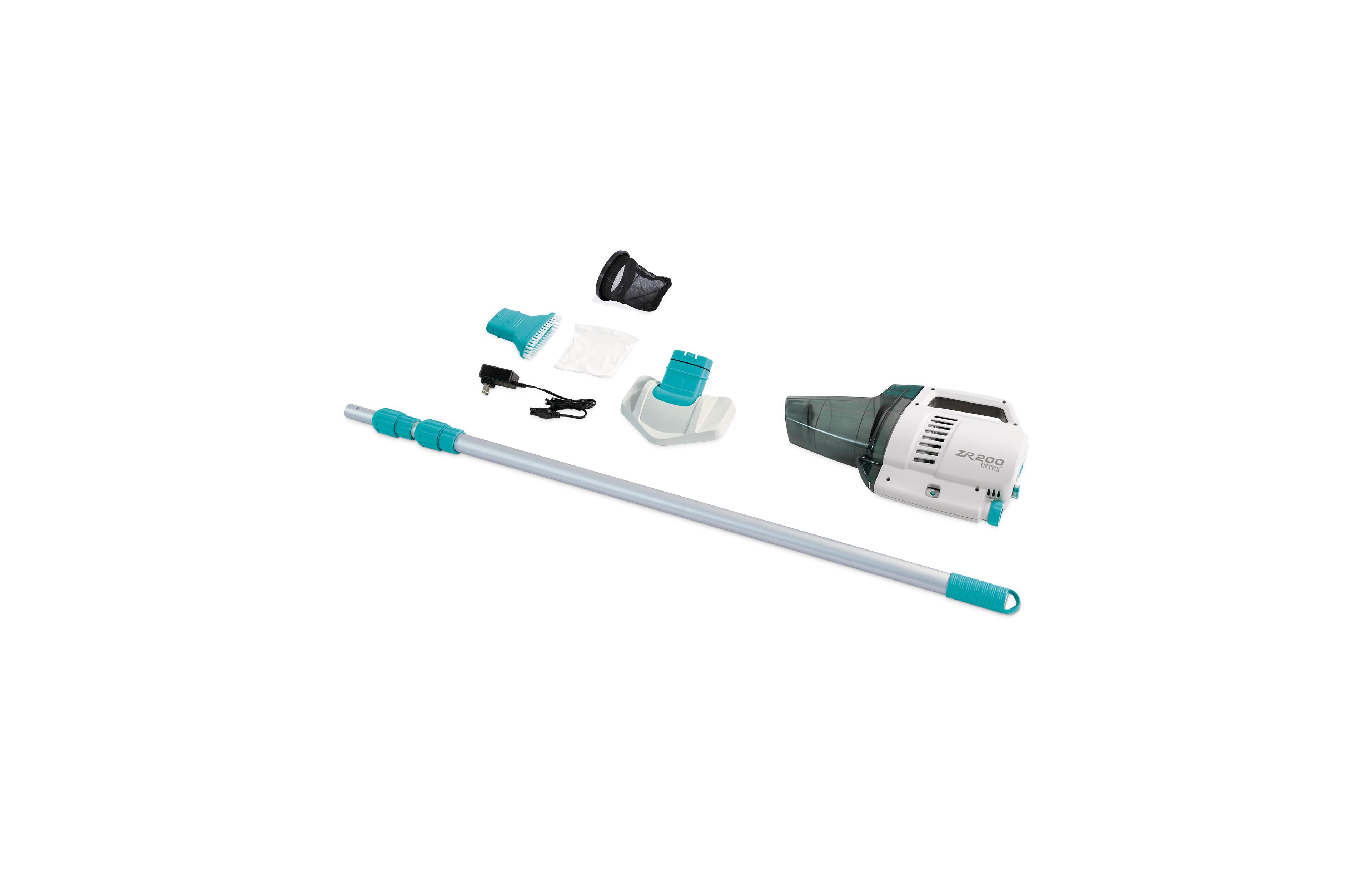 Intex ZR200 Rechargeable Cordless Telescoping Pool Vacuum with 2 Brush Heads
