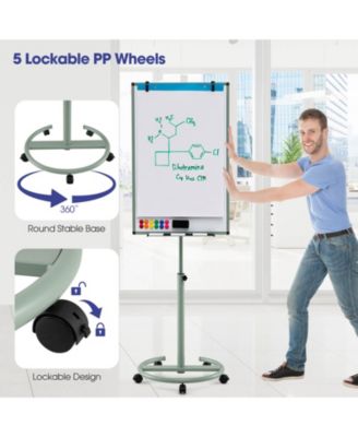 Mobile Whiteboard 40" x 26" Height Adjustable Magnetic Dry Erase Board with Stand