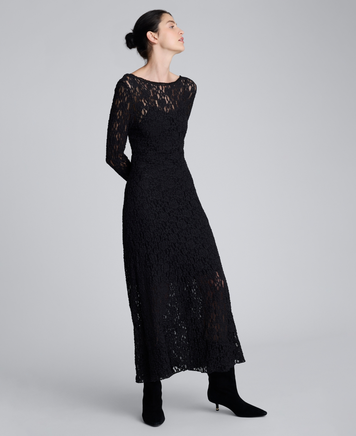Kenneth Cole Scoop Back Stretch Lace Maxi Dress In Multi