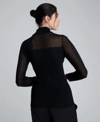 Women's Rib Mock Neck Long Sleeve Sweater