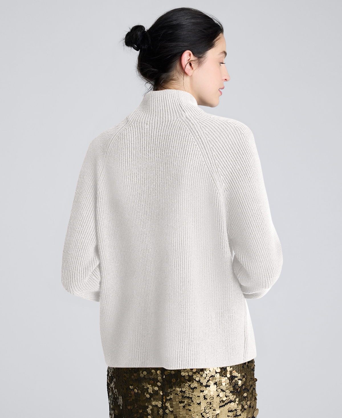 Kenneth Cole Raglan Sleeve Funnel Neck Sweater In Gray