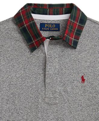 Boys' 8-20 Plaid-Collar Cotton Jersey Rugby Shirt