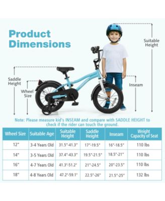 14" Kids Bike for 3-5 Years Old Boys & Girls with Adjustable Seat Handbrake Reflectors