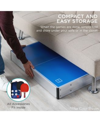 6x3ft Aluminum Frame Adjustable Feet, Folding Design & 2 Paddles Portable Ping Pong Table Game Set