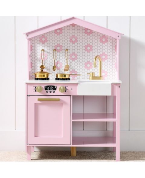 Детские игрушки Best Choice Products Farmhouse Storage 5-Piece Play Kitchen, Ages 3+, цвет: Розовый