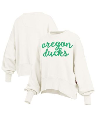 Pressbox - Women's Cream Oregon Ducks Oversized Chelsea Waist Length Pullover Sweatshirt