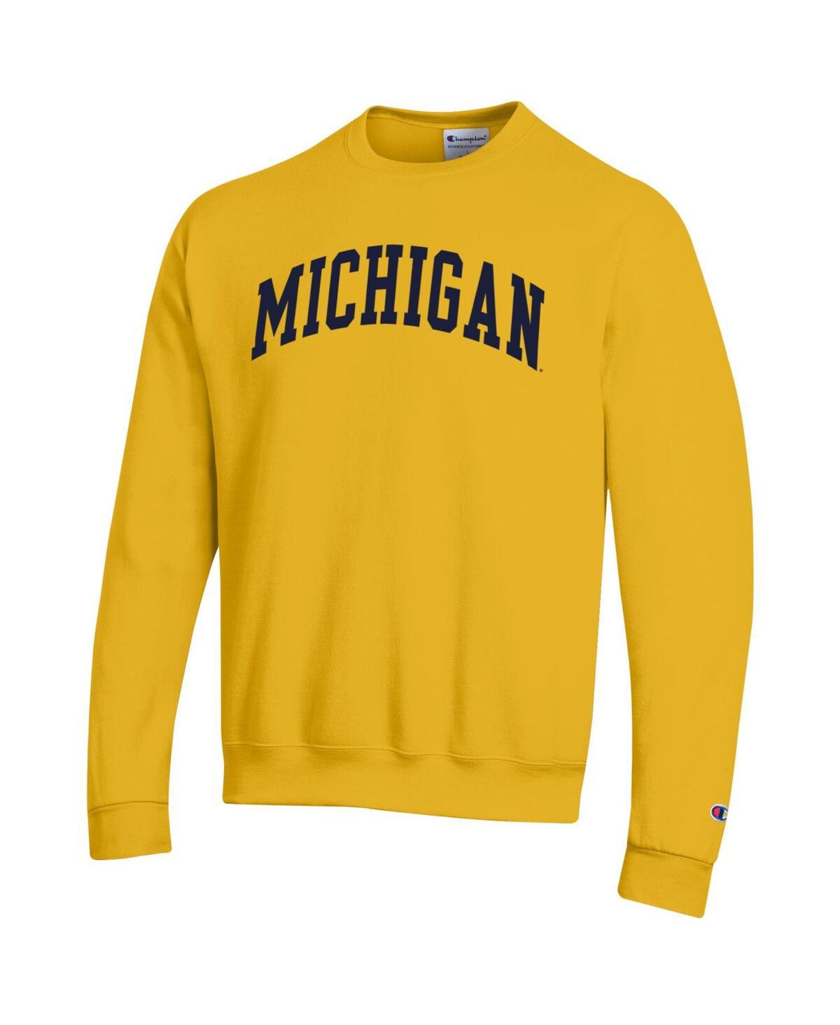 Champion Men's Maize Michigan Wolverines Basic Arch Fleece Pullover Sweatshirt In Yellow