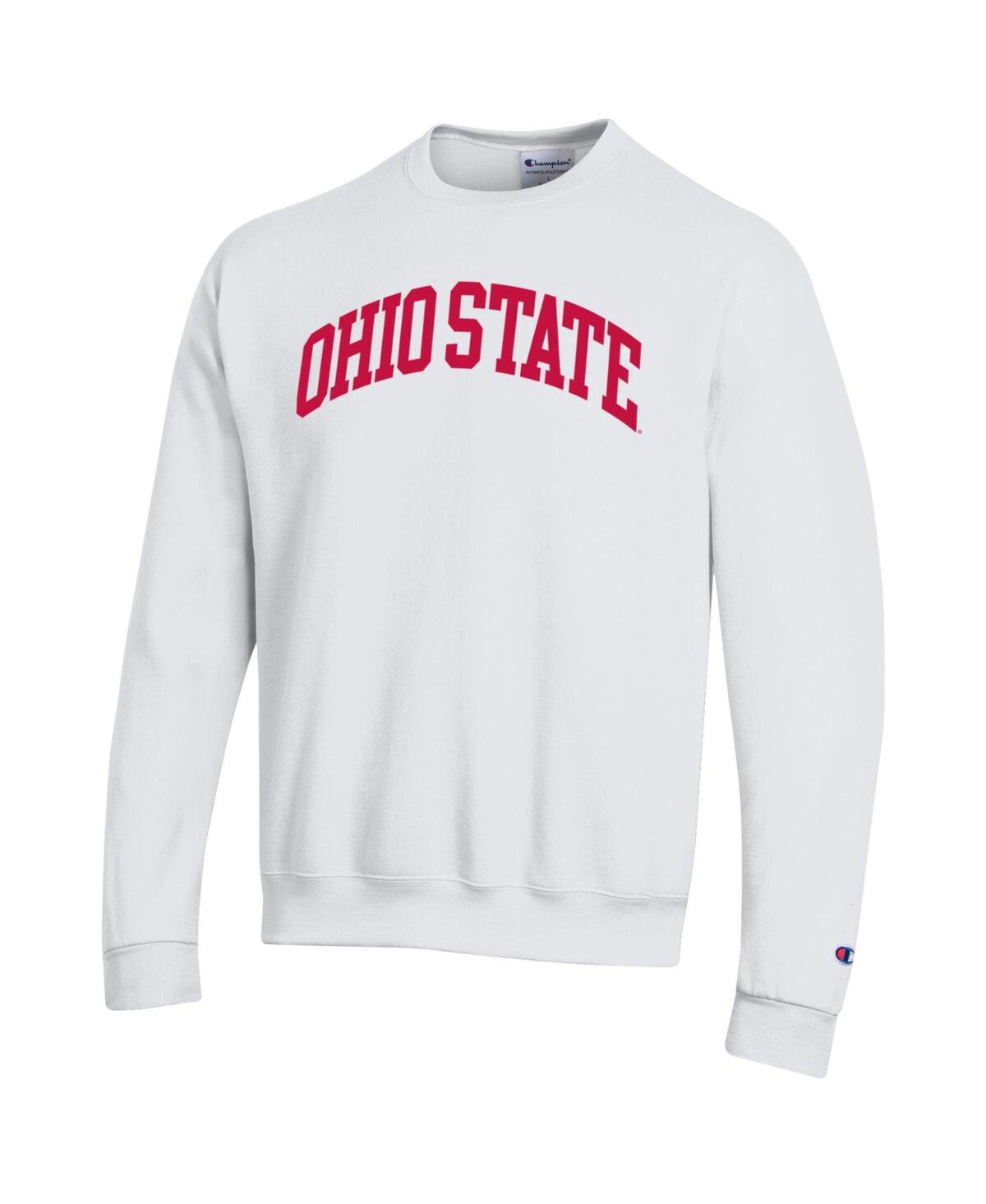 Champion Men's White Ohio State Buckeyes Basic Arch Fleece Pullover Sweatshirt In White