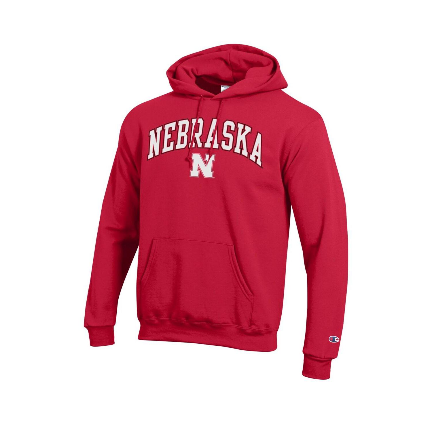Men's Scarlet Nebraska Huskers Arched Logo Fleece Pullover Hoodie