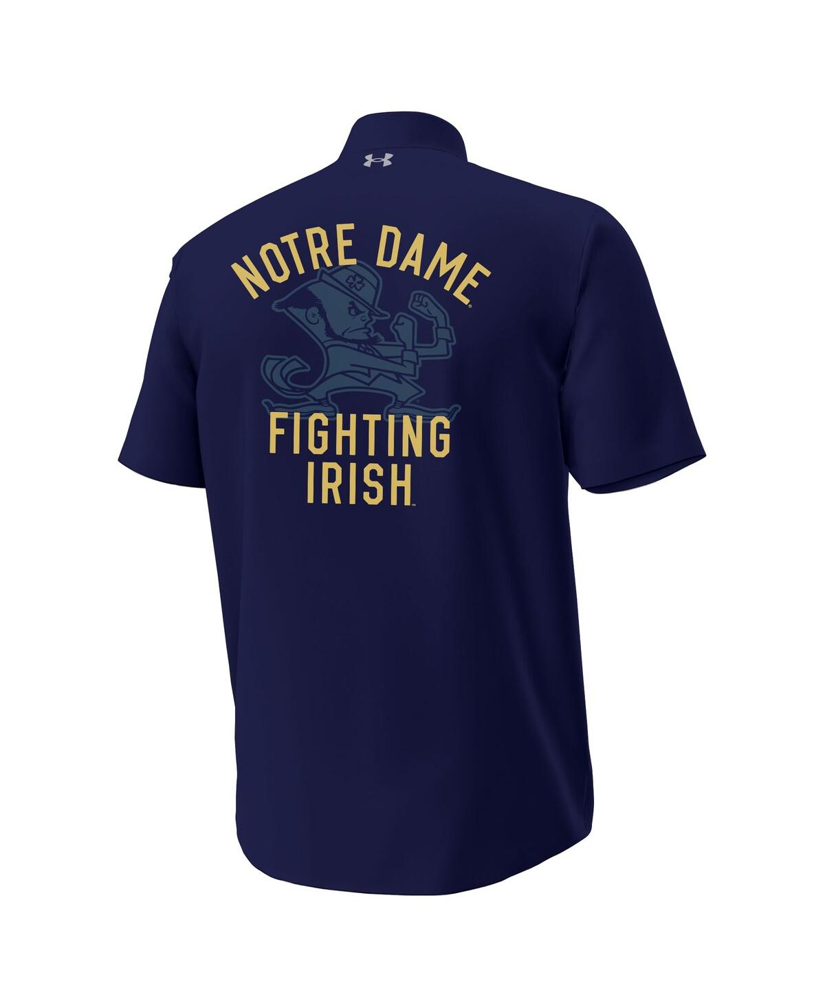 Under Armour Men'sâ Navy Notre Dame Fighting Irish Gameday Armourfuse Camp Button-up Shirt In Blue