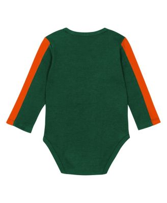 Baby Boys and Girls 3-Piece Green/Orange Miami Hurricanes Double Down Bodysuit and Pants Set