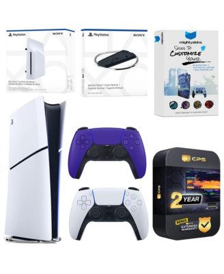 PlayStation 5 Slim Digital Bundle with Disc Drive, Extra Controller, Vertical Stand, MightySkins Voucher and 2 Year Extended Warranty