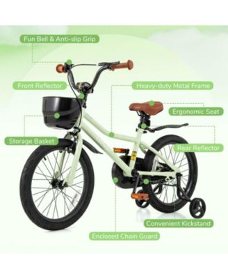 18" Kid s Bike with Training Wheels Adjustable Handlebar & Seat Handbrake