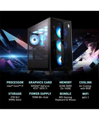 Aegis R2 Gaming Desktop - Intel Core i9 14900F - 32GB RAM - NVIDIA GeForce RTX 5070 Ti - 2TB SSD - Windows 11 Home - Black