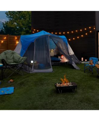 8 Person 3 Season Easy Up Camping Dome Tent with Rainfly & Porch, Blue