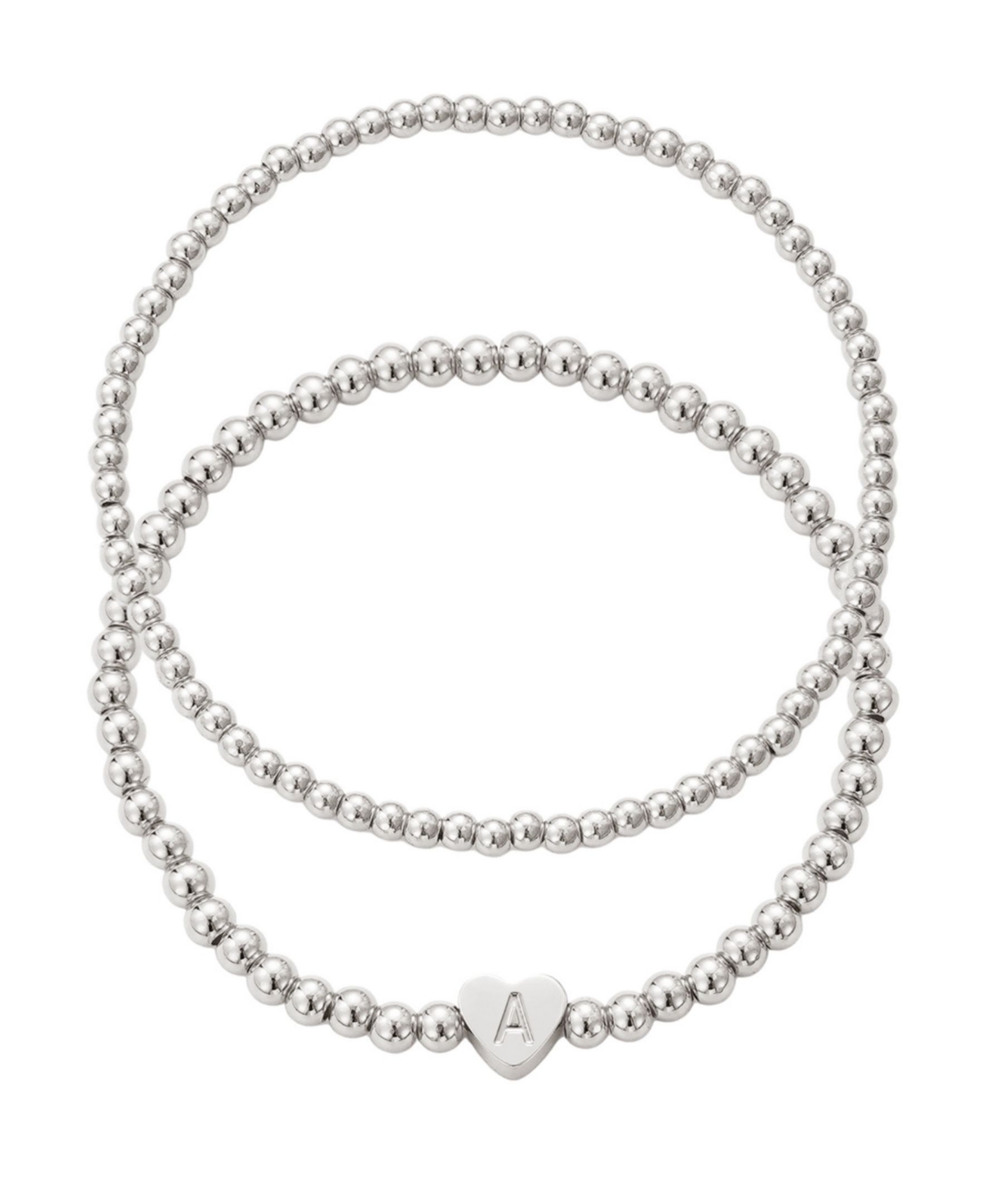 Adornia Silver Ball Bead Initial Bracelet Set In Silver