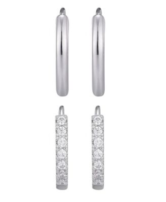 Silver CZ Earrings Set