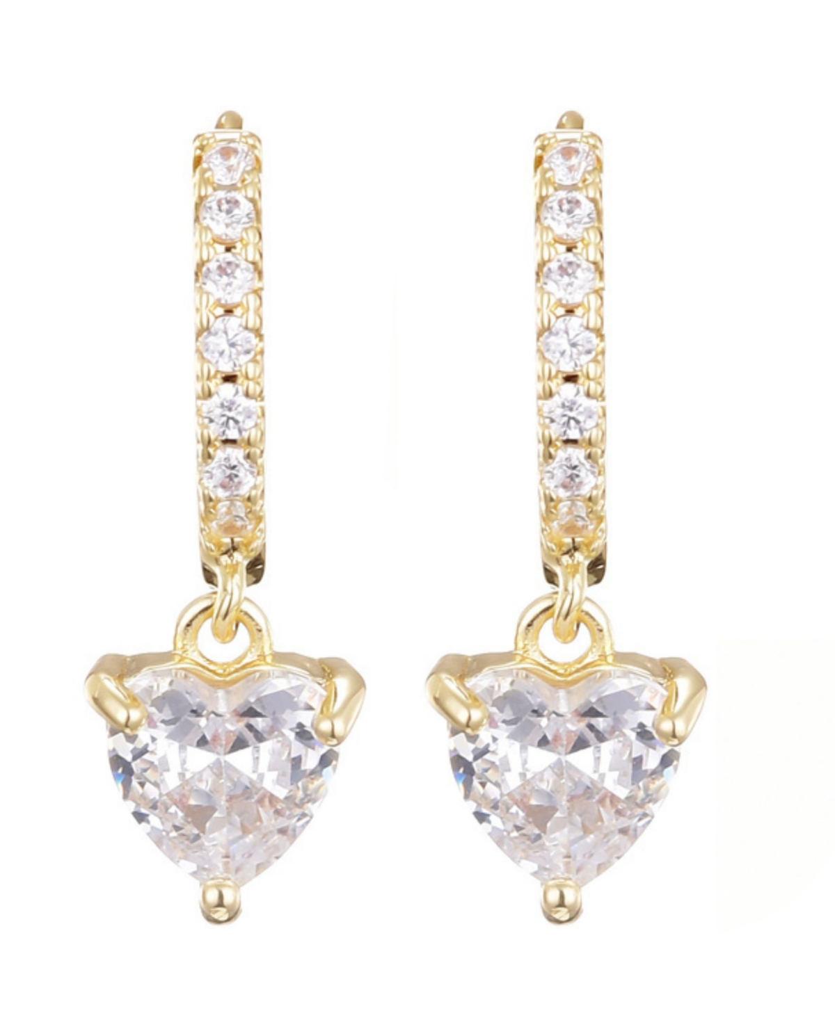Adornia 14k Plated Cz Heart-shaped Huggie Hoop Earrings In Gold