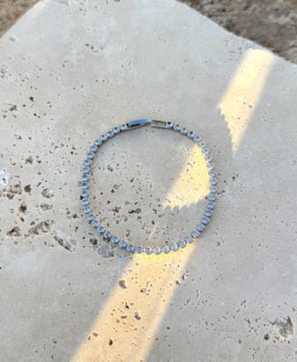 Silver Crystal Bezeled Tennis Bracelet