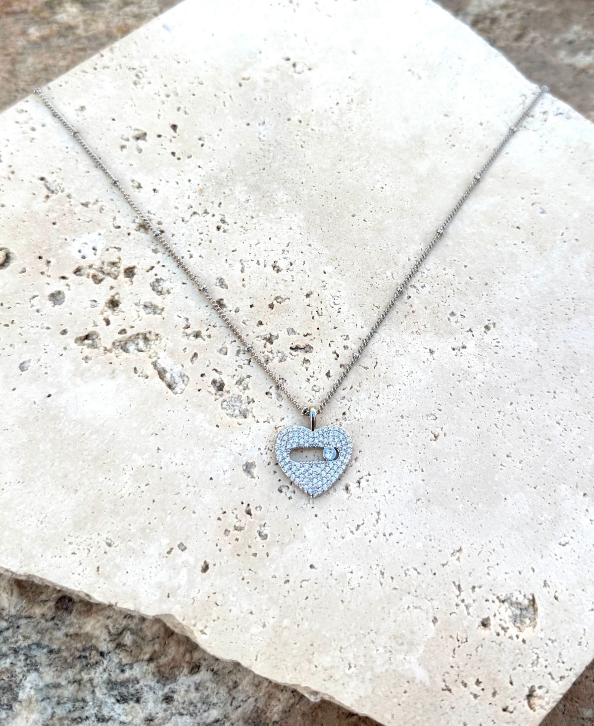 Adornia Silver Cz Heart Necklace In Silver